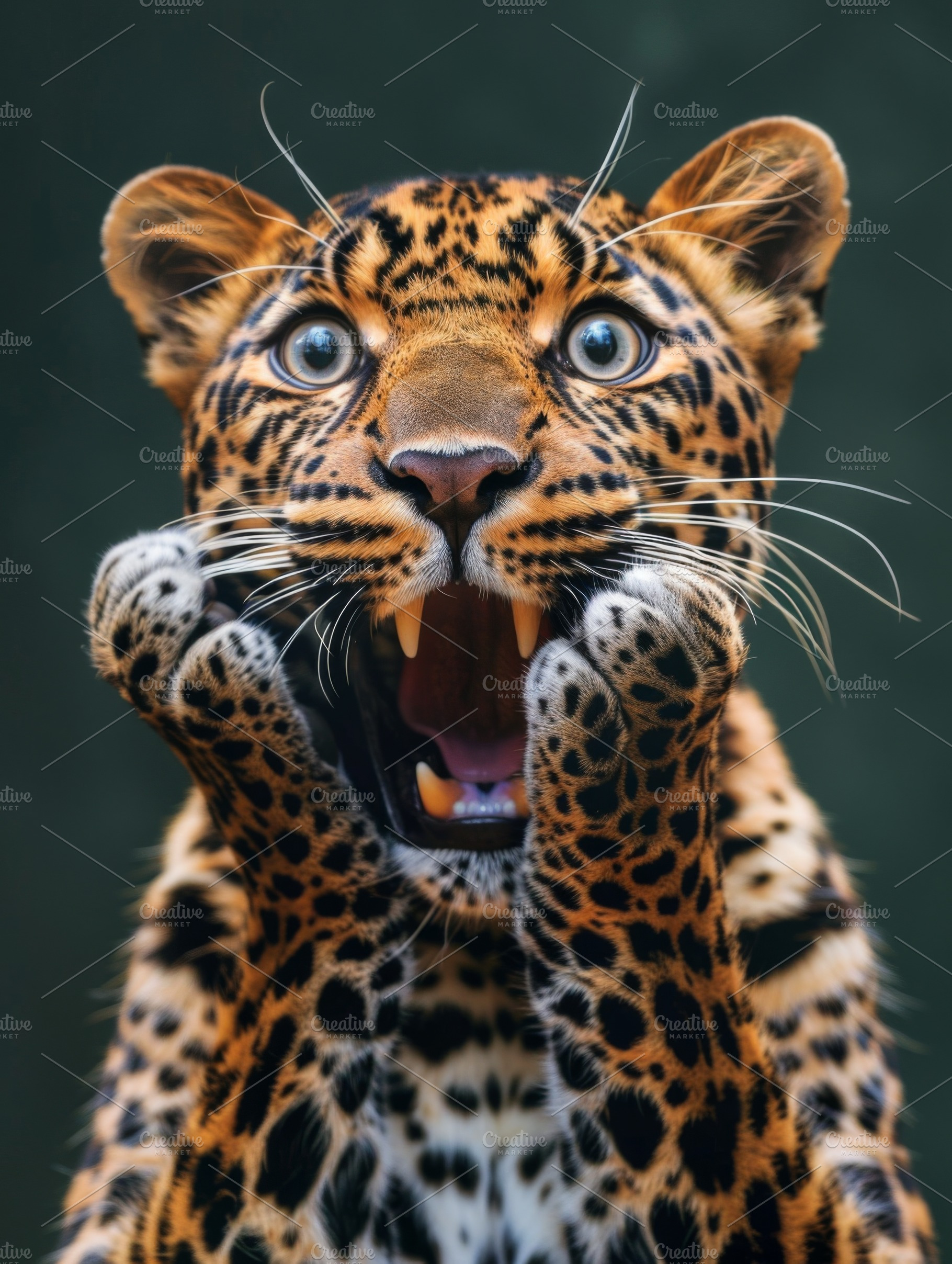 Very surprised leopard, an Animal Photo by Handmadefont