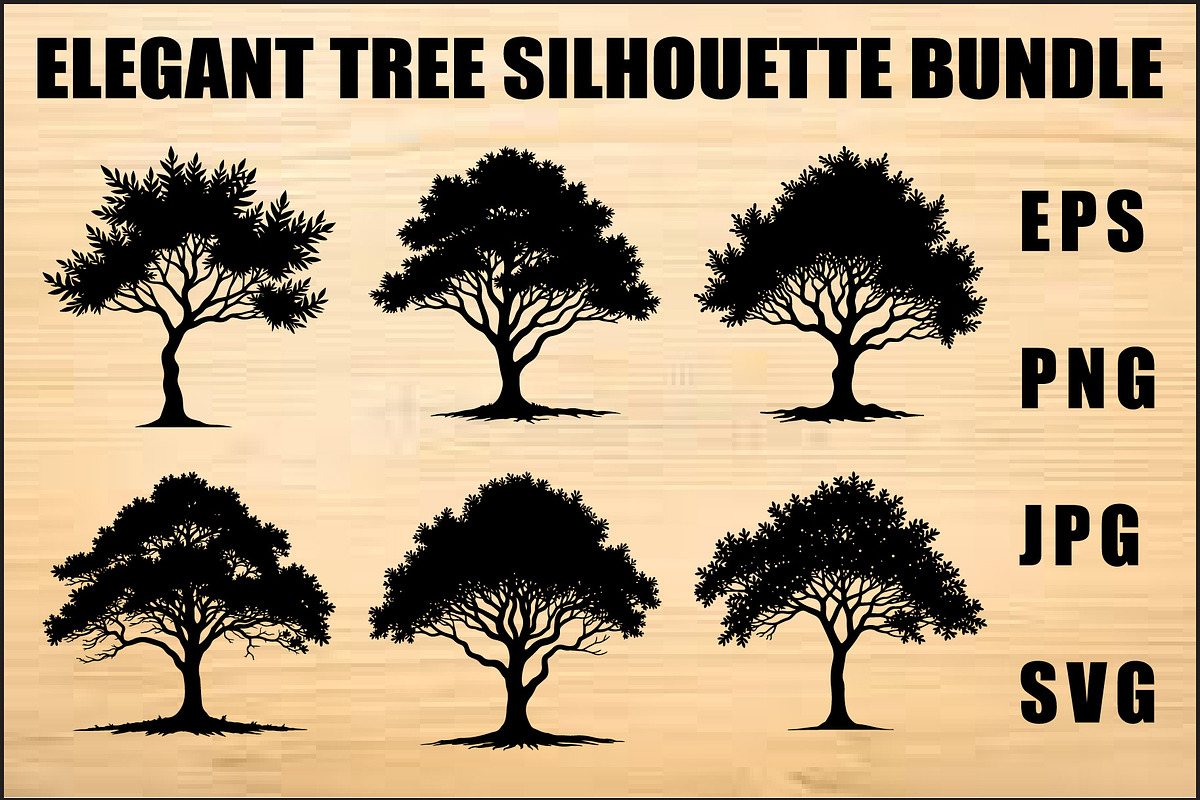 Elegant Tree Silhouette Clipart Set, an Object Graphic by jahid234 (Photo 1 of 7)