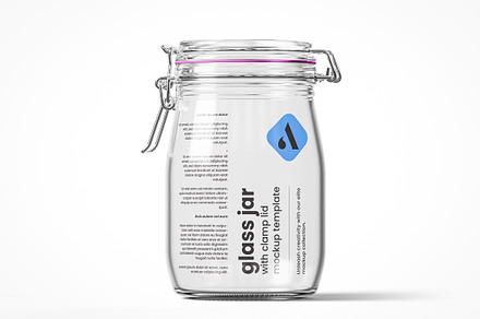 Glass Jar with Clamp Lid Mockup, a Cups & Container Mockup by Designer Dude