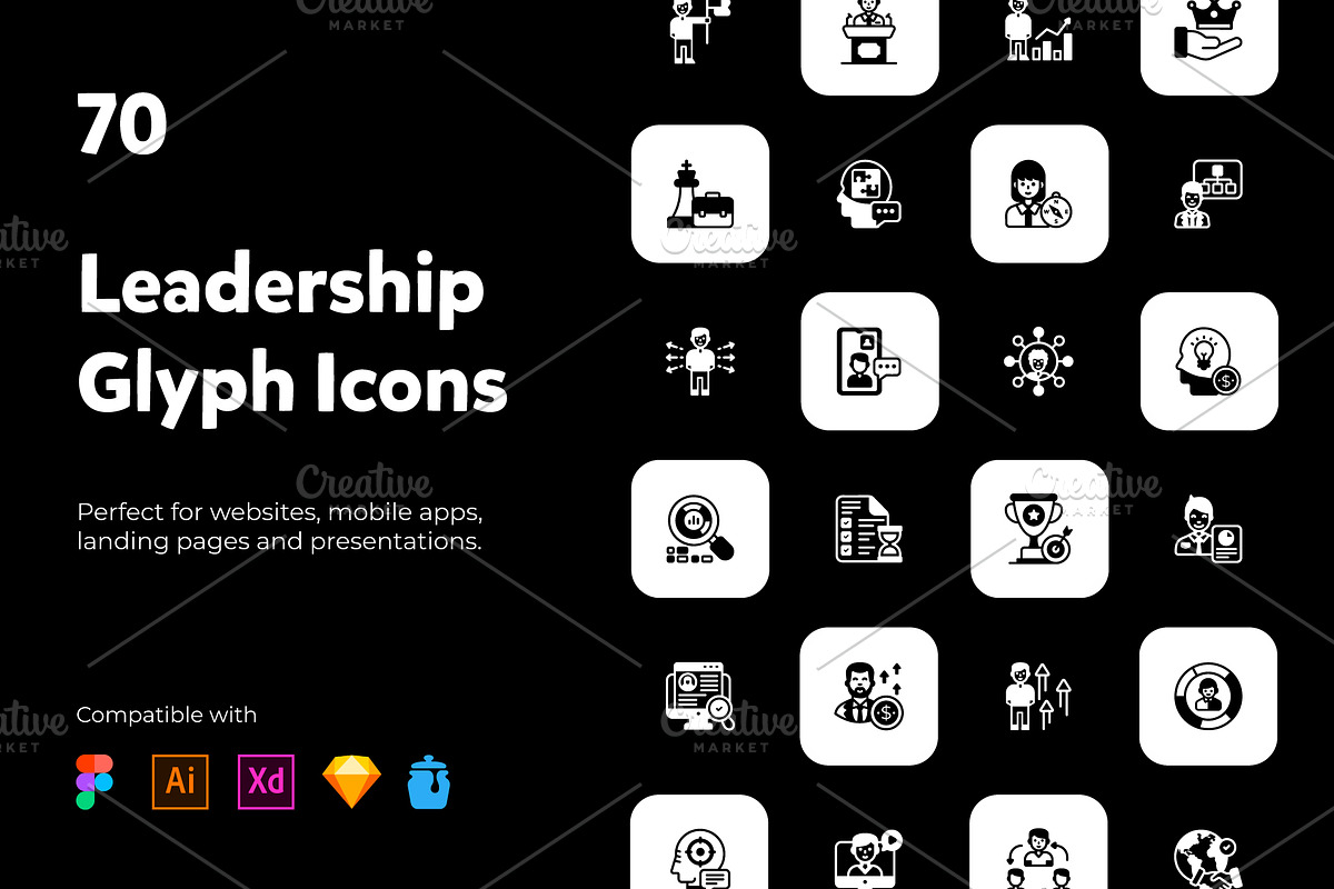 Leadership Glyph Icons, an Icon by Brickclay (Photo 1 of 7)