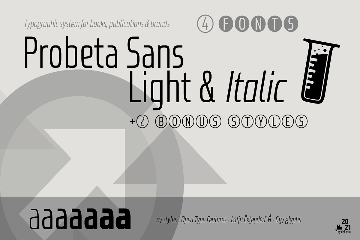 Probeta Sans Light & Italic -4 fonts, a Sans Serif Font by deFharo (Photo 1 of 8)