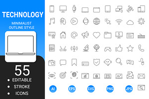 Technology modern outline icon set, an Outline Icon by Icons