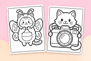 Cute Cats Coloring Pages #2, an Animal Illustration by Inkivelle Studio (Thumbnail 2 of 3)