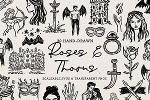 Romantasy Clipart, Book Doodles, an Object Illustration by The October Creative