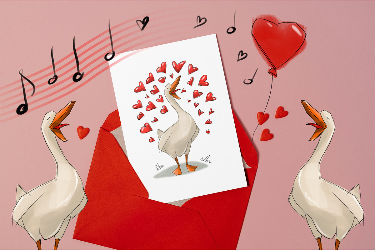 Valentine Goose Clipart Set, a Seasonal Illustration by IrynaPanashii (Photo 4 of 10)