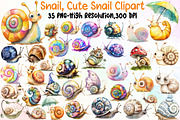 Watercolor Snail, Cute Snail Clipart, an Illustration by Sublimation Artist (Thumbnail 1 of 6)