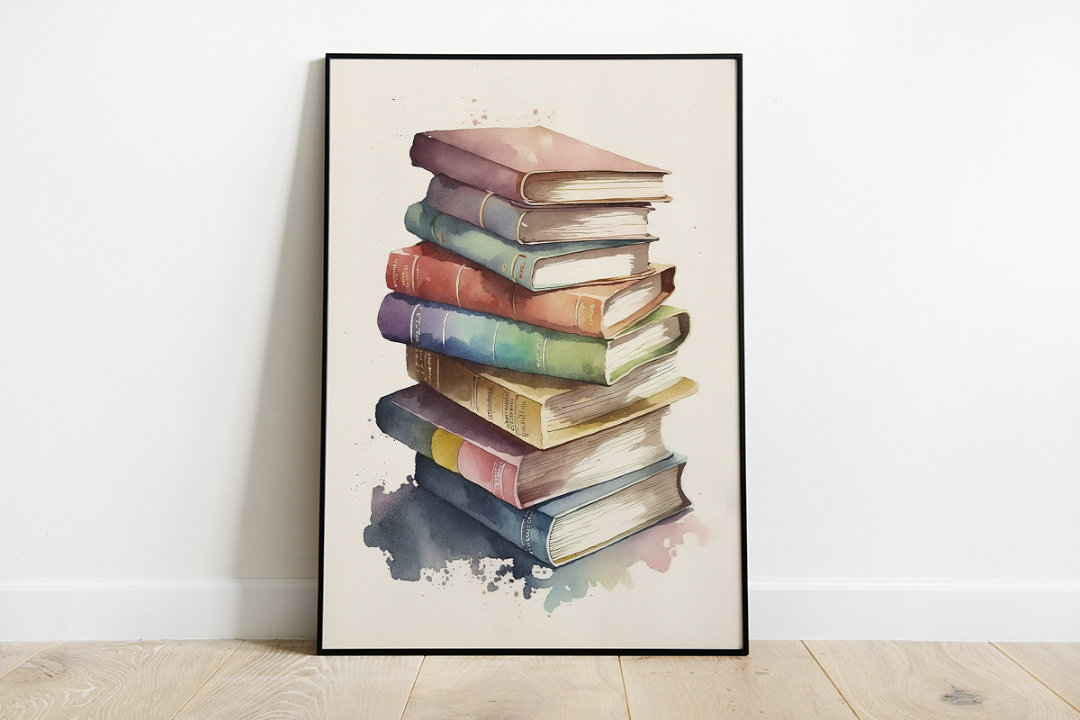 Books Watercolor Illustration, a Decorative Illustration by DigitalFad (Photo 2 of 3)
