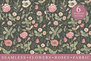 6 Seamless Flowers Roses Pattern, a Pattern Graphic by Vintage