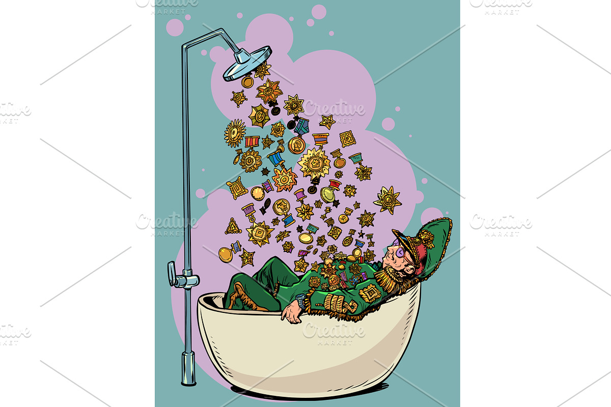 Pop Art Retro General in the bath, an Object Illustration by studiostoks