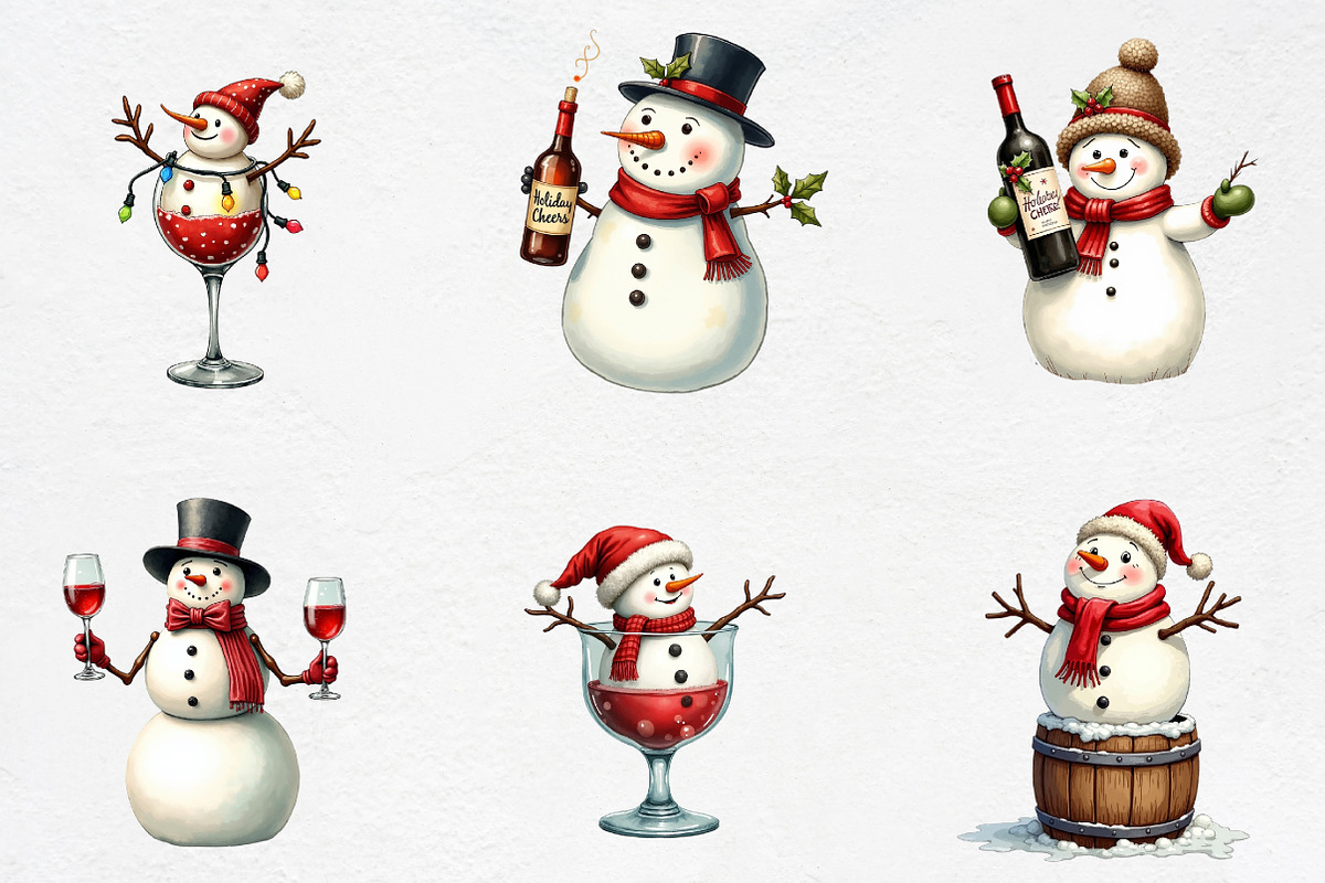Snowman Christmas Wine Sublimation P, an Illustration by CrexoraLab (Photo 2 of 5)