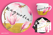 Magnolia-Clipart Set Watercolor, an Illustration by watercolorwild.graphics (Thumbnail 3 of 9)
