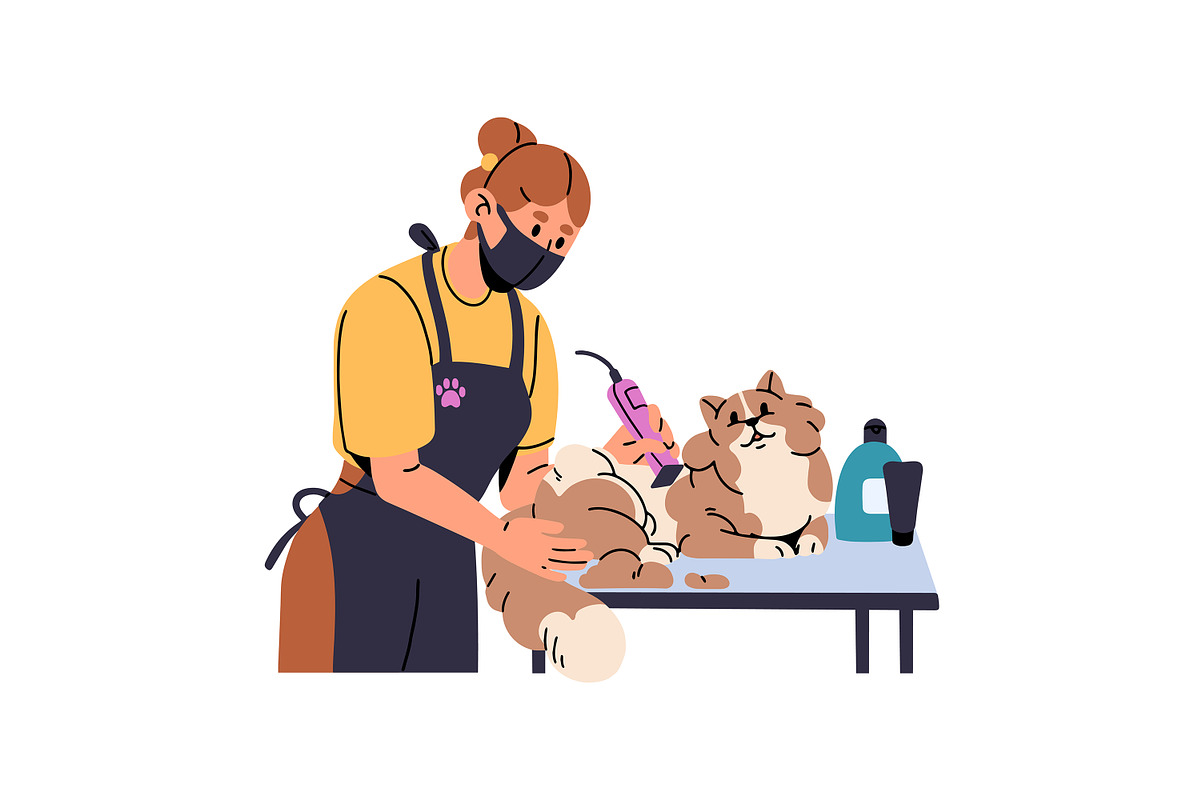 Pet, dog & cat grooming salon set, an Animal Illustration by PaperTrident (Photo 3 of 8)