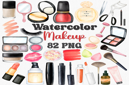 Watercolor Makeup Clipart Set