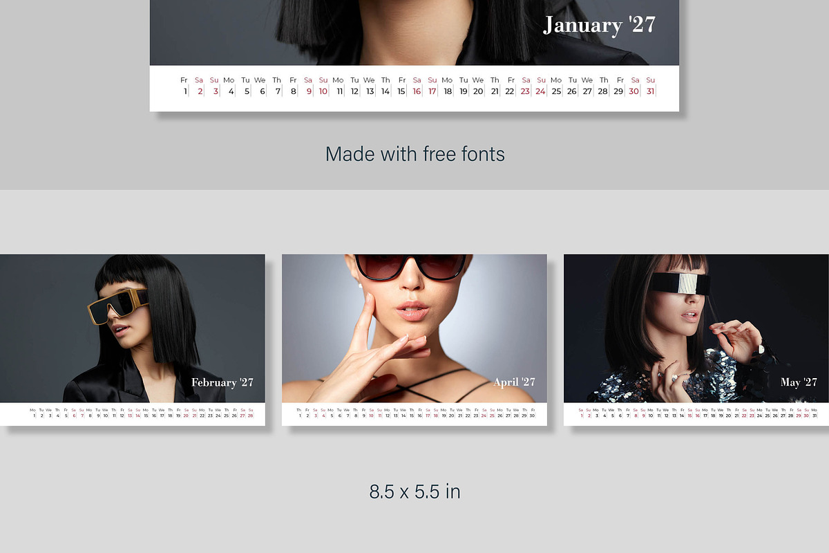 2027 Desk CALENDAR InDesign Template, a Stationery Template by R-studio (Photo 3 of 6)