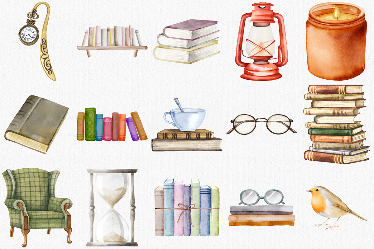Watercolor Books Clipart Set, 41 PNG, an Illustration by CropUp Creative (Photo 2 of 4)