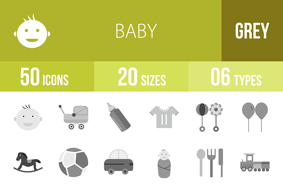 50 Baby Greyscale Icons