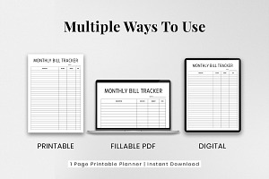 Monthly Bill Tracker Printable