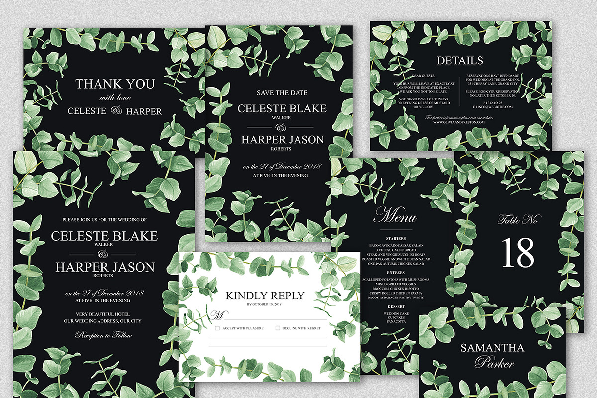 Eucalyptus Greens Wedding Suite, an Invitation Template by HannaSymo (Photo 8 of 14)