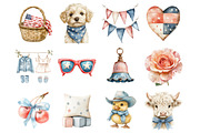 4th of July nursery watercolor Clipa, a Seasonal Illustration by Design Market (Thumbnail 8 of 9)
