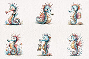 Whimsical Seahorse Clipart, a Seasonal Illustration by CreationArt (Thumbnail 2 of 5)
