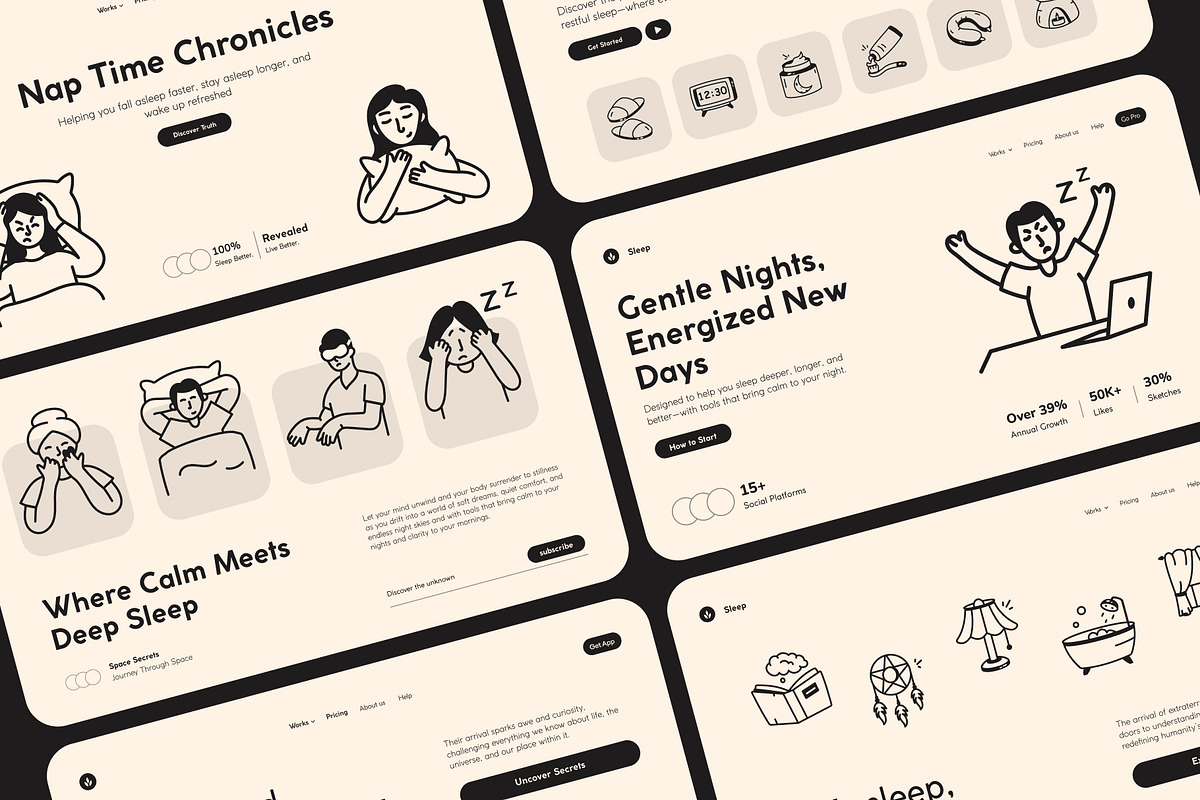 Sleep Doodle Icon Set, an Outline Icon by Vectors Market (Photo 3 of 8)