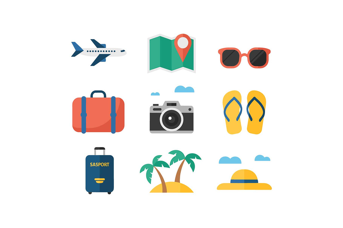 Tropical Beach Travel Icons Pack, an Object Graphic by jahid234 (Photo 8 of 13)
