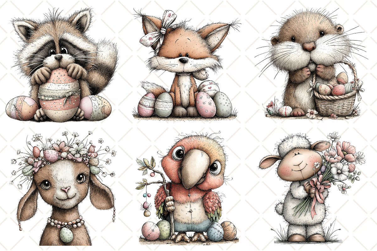 Quirky Easter Animals Clipart, an Illustration by Black Bird Studio (Photo 3 of 5)