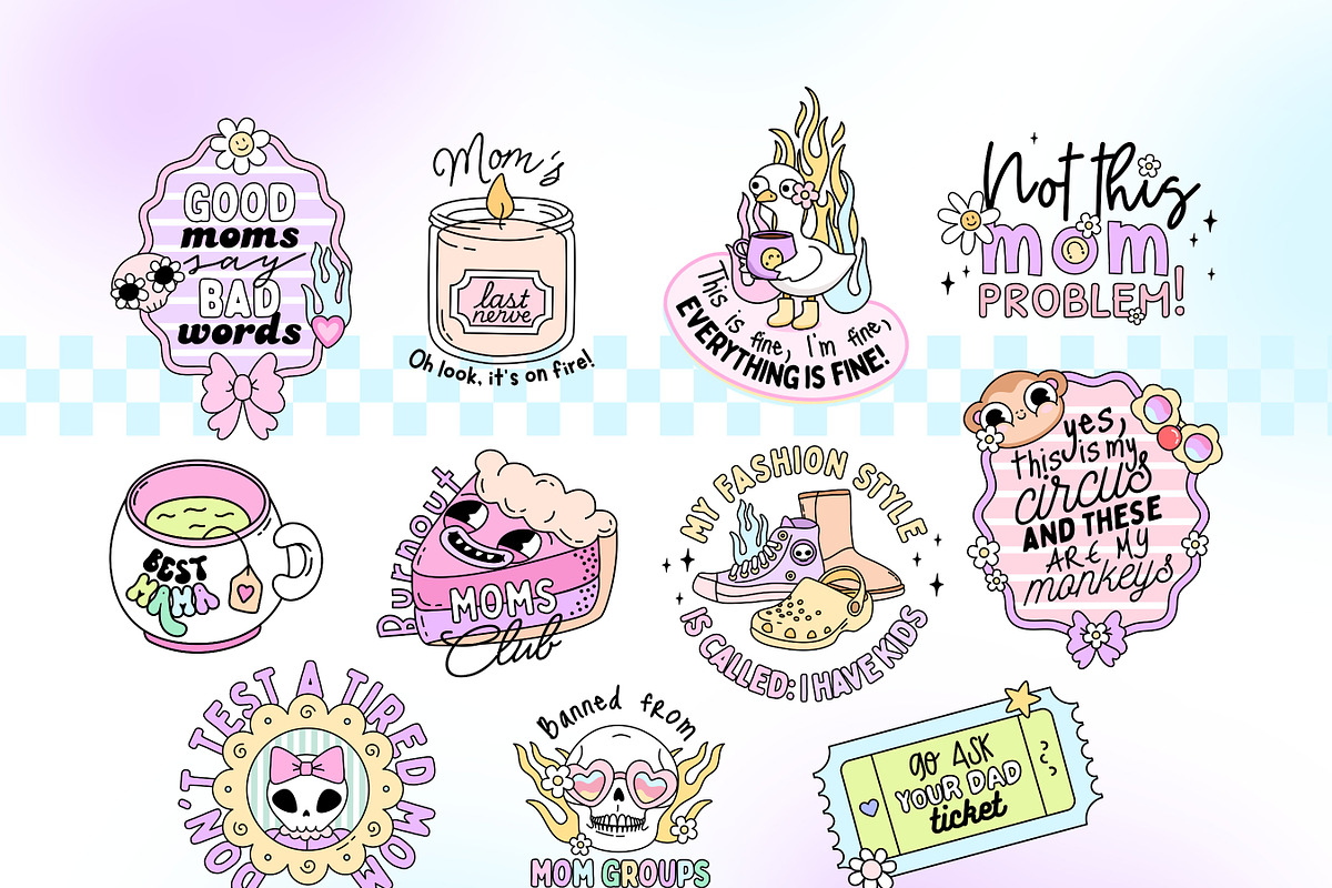 Sarcastic Mom Quotes PNG Bundle, a Person Illustration by Huxmay (Photo 3 of 10)