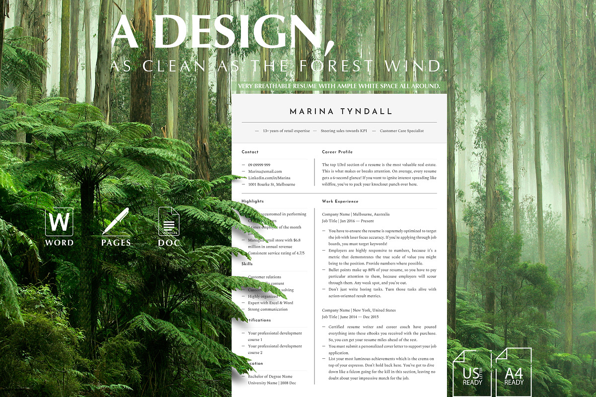 Resume Template Google Docs, Word, a Resume Template by Career Canvas (Photo 10 of 13)