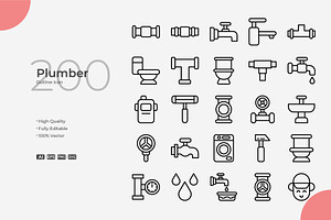 Plumber Outline Icons, an Outline Icon by Bloodline