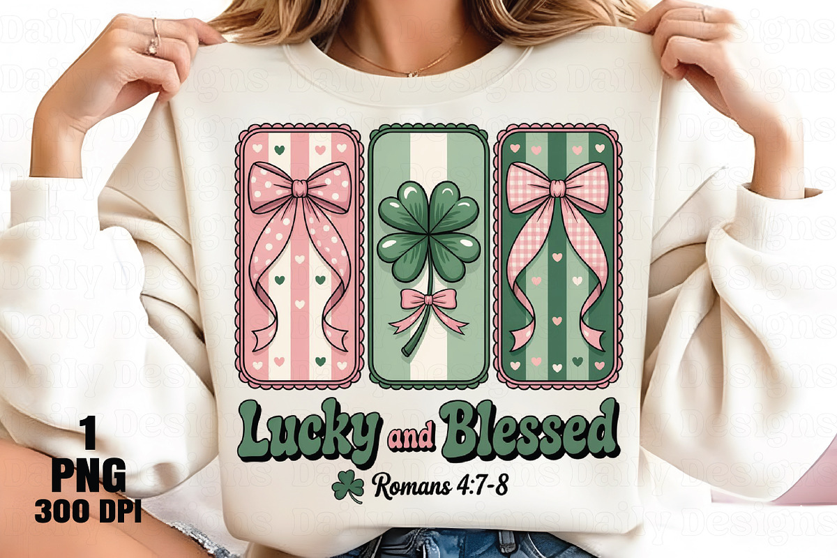 Lucky And Blessed Retro Patrick png, an Illustration by Daily.Designs (Photo 2 of 5)