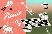 Summer Picnic. Line Graphic, a Person Illustration by Schumacher Shop (Thumbnail 1 of 13)