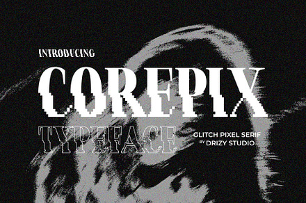 Corepix - Glitch Pixel Serif Font, a Serif Font by Drizy