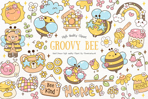Groovy Honey Bee SVG PNG, an Animal Illustration by Chonnieartwork