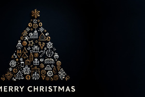 Christmas tree silhouette filled with gold and white festive ico, a Holiday Photo by José Manuel Gelpi