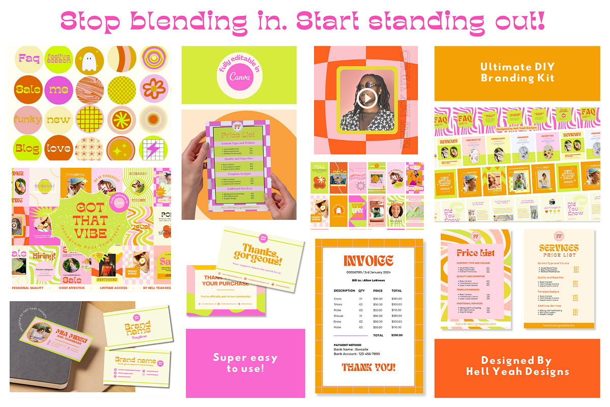Funky Social Media & Brand Kit, a Branding & Logo Template by Hell Yeah Designs (Photo 3 of 15)