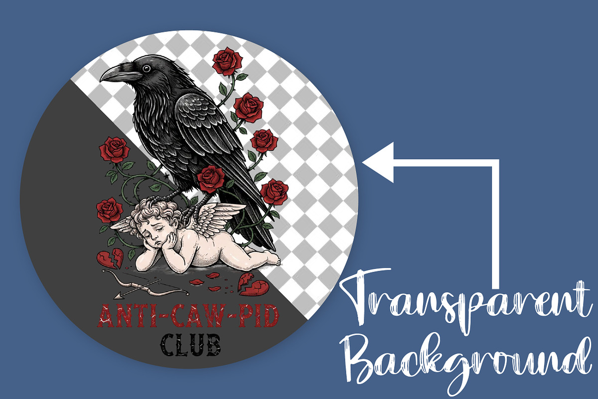 Anti Valentine Crow Raven PNG, an Illustration by Canvas Craft (Photo 2 of 7)