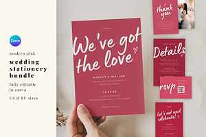 Wedding Stationery Bundle Pink, an Invitation Template by JessieMonday