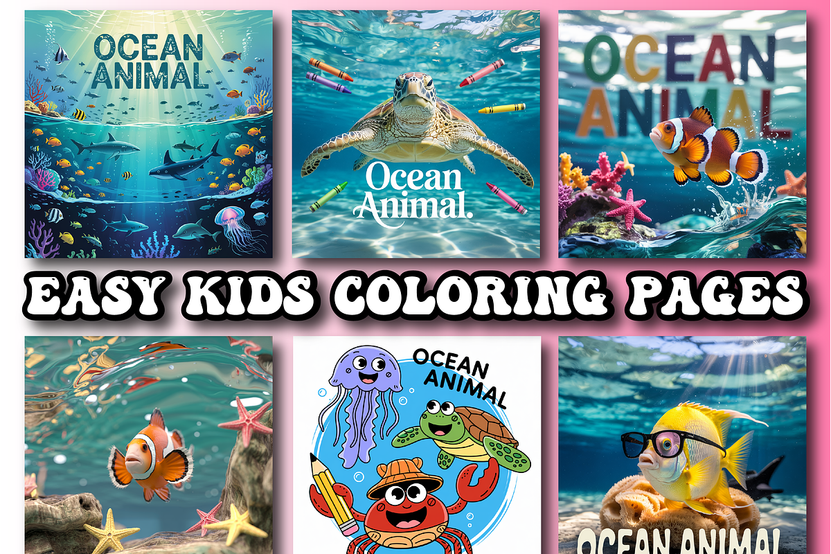 Ocean Animal Coloring Pages for Kids, an Animal Illustration by Printable Design Store (Photo 2 of 4)