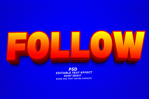 Follow PSD 3d Editable Text Effect