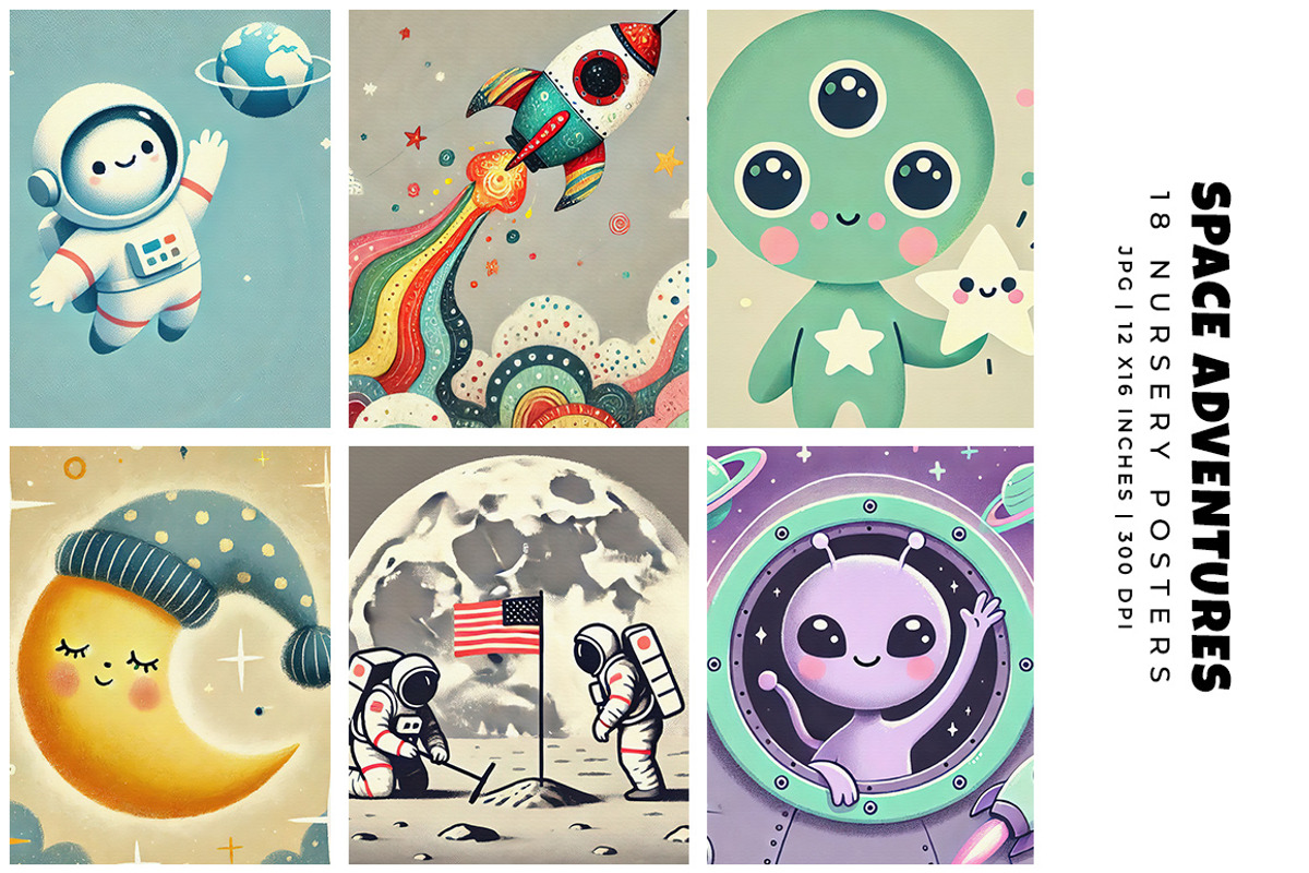 Space Adventures Posters, a Decorative Illustration by Digital Art Creations (Photo 1 of 6)
