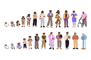 Human life cycle set, a Person Illustration by PaperTrident