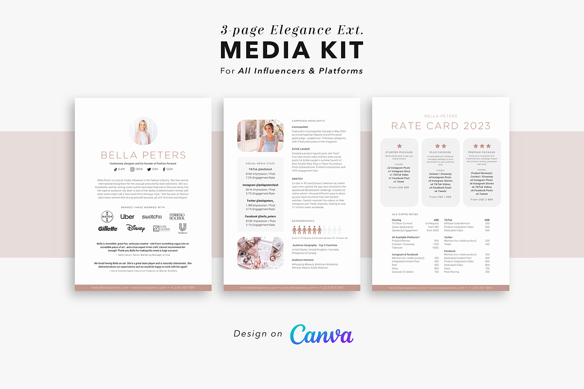 3-Page Influencer Media Kit Canva, a Presentation Template by White Dreamers (Photo 1 of 4)