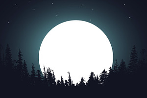 Forest Night Moon