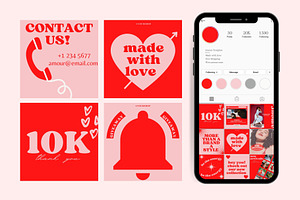 Instagram Templates Red&Pink