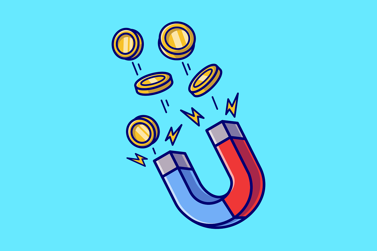 Magnet Pull Gold Coin Cartoon, a Finance Illustration by Catalyst Labs