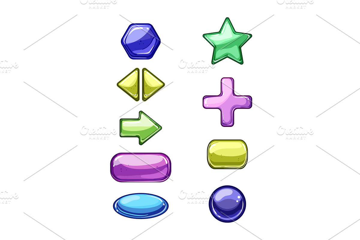 glass button set cartoon vector, an Object Illustration by pikepicture
