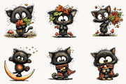 Whimsical Black Halloween Cat, a Seasonal Illustration by Designworld (Thumbnail 5 of 9)