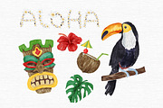 Watercolor Tropical Luau Set, an Illustration by MiracleArtAndDesign (Thumbnail 2 of 4)
