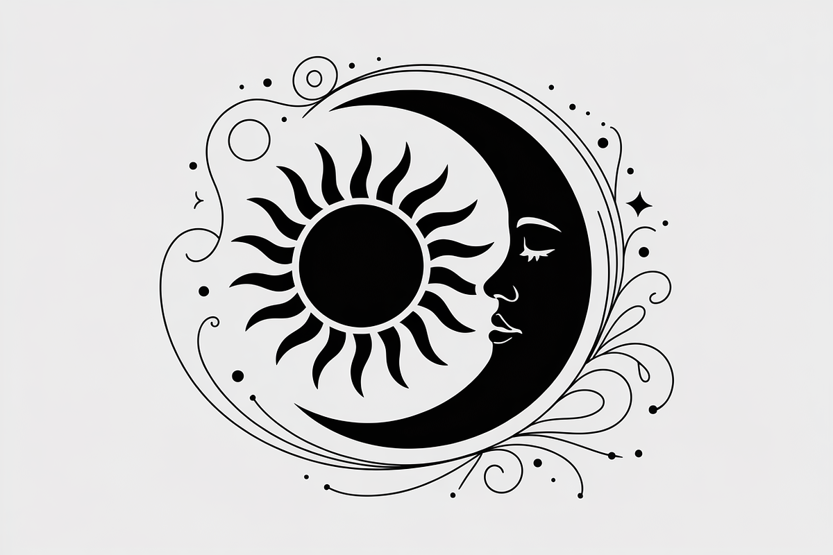 sun and moon surrounded by flowing, an Illustration by Amazin_art (Photo 14 of 25)